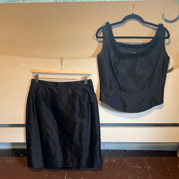 Vintage Designer ESCADA Silk and Fur Suit - Picture 1 of 5